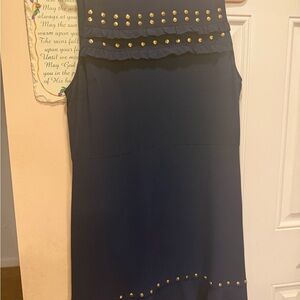 Michael Kors Navy Blue Dress with Gold Accents